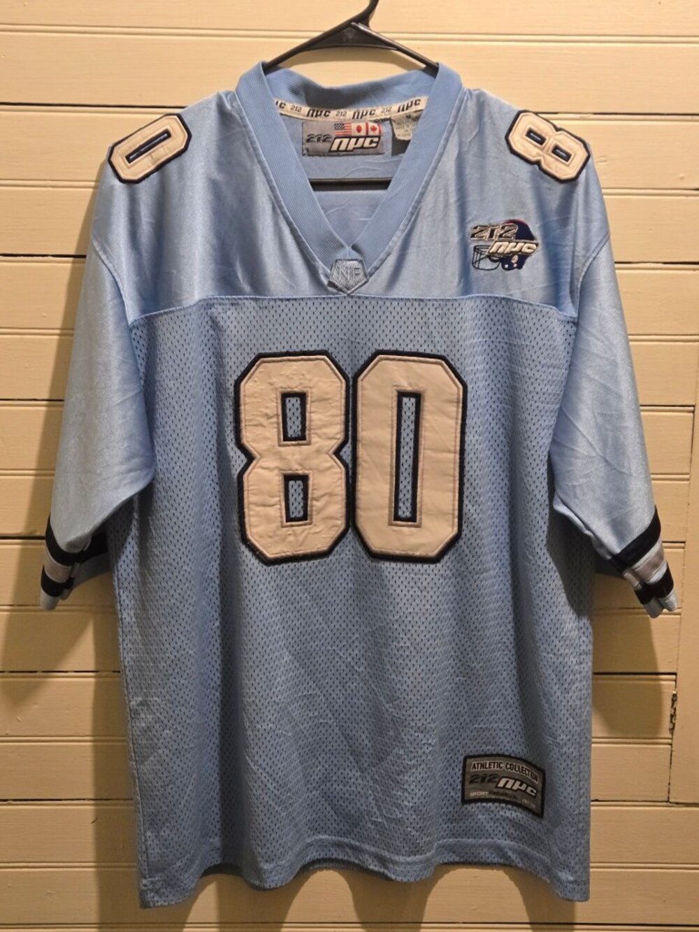 NPC Football Jersey Mens M 80 Light Blue Mesh V-Neck Athletic Throwback Vintage